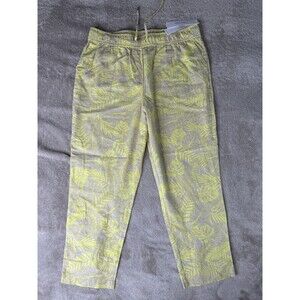 Calvin Klein Women’s Tropical Palm Print Pants,SizeL,55%linen